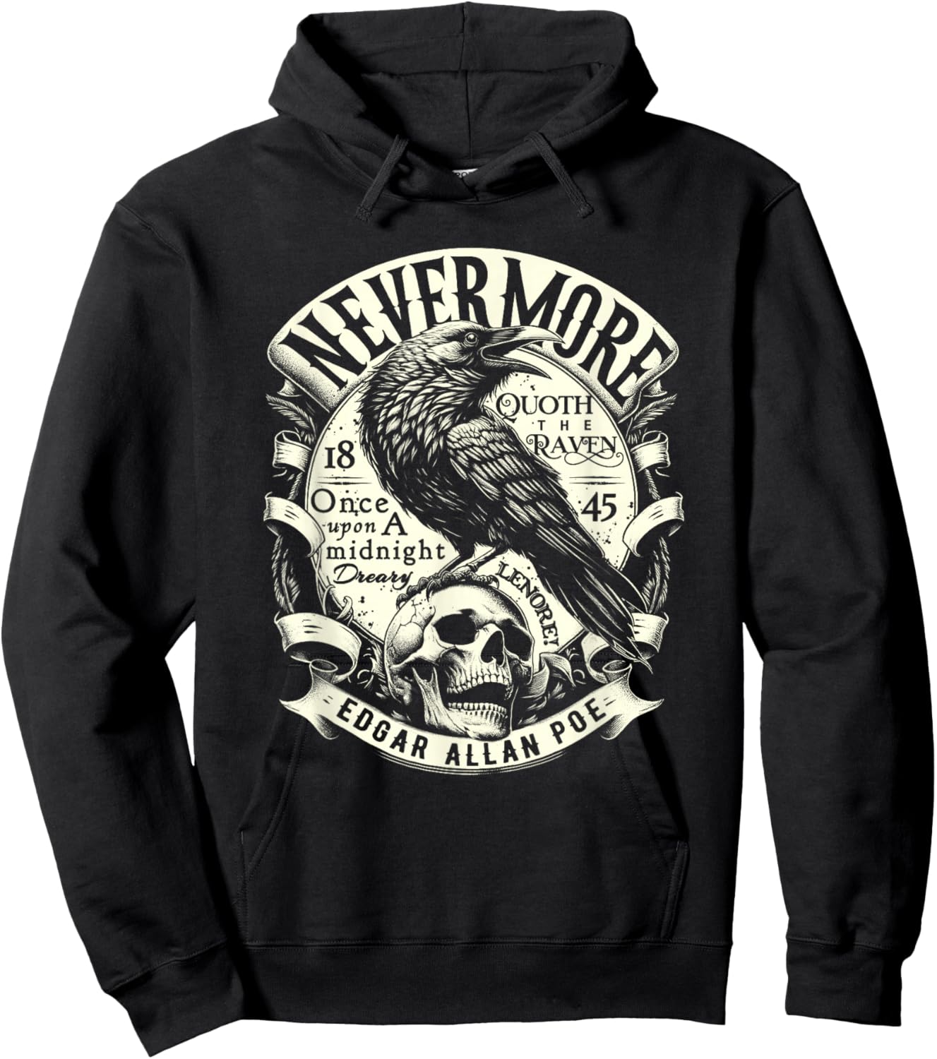 Edgar Allan Poe Nevermore Quoth The Raven Hoodie - Hoodie | Black