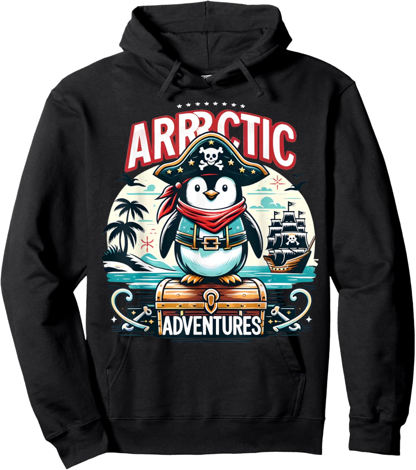 Arrrctic Adventures Pirate Penguin Treasure Quest Pun Hoodie - Hoodie | Black