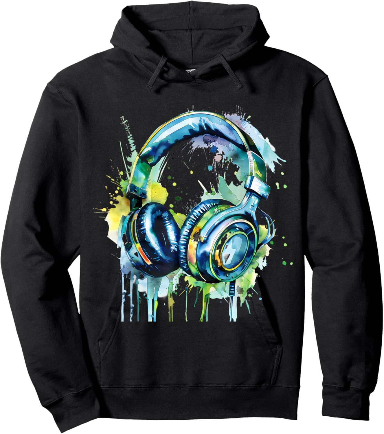 Headphones Music DJ Music Lover Music Headphones Splash EDM Hoodie - Hoodie | Black