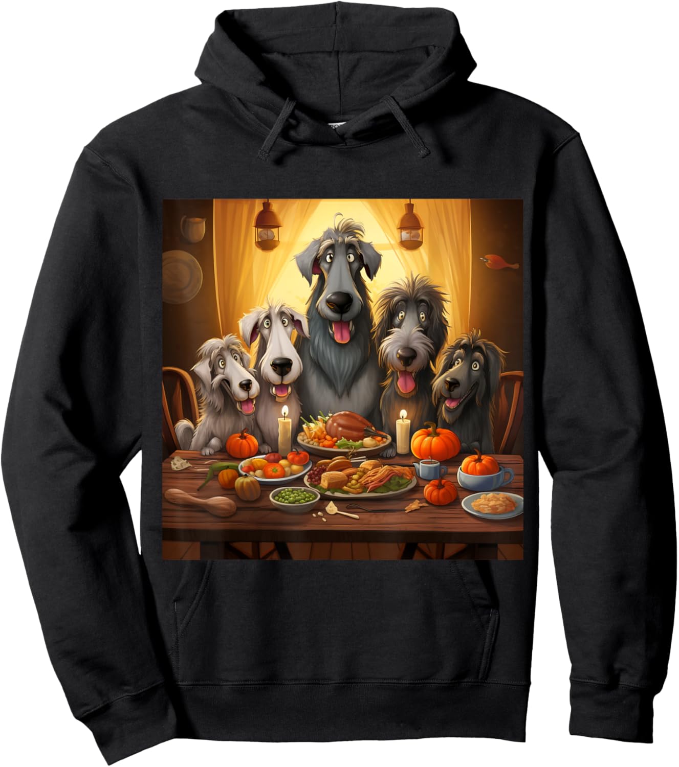 Thanksgiving Irish Wolfhound - Irish Wolfhound Thanksgiving Hoodie - Hoodie | Black