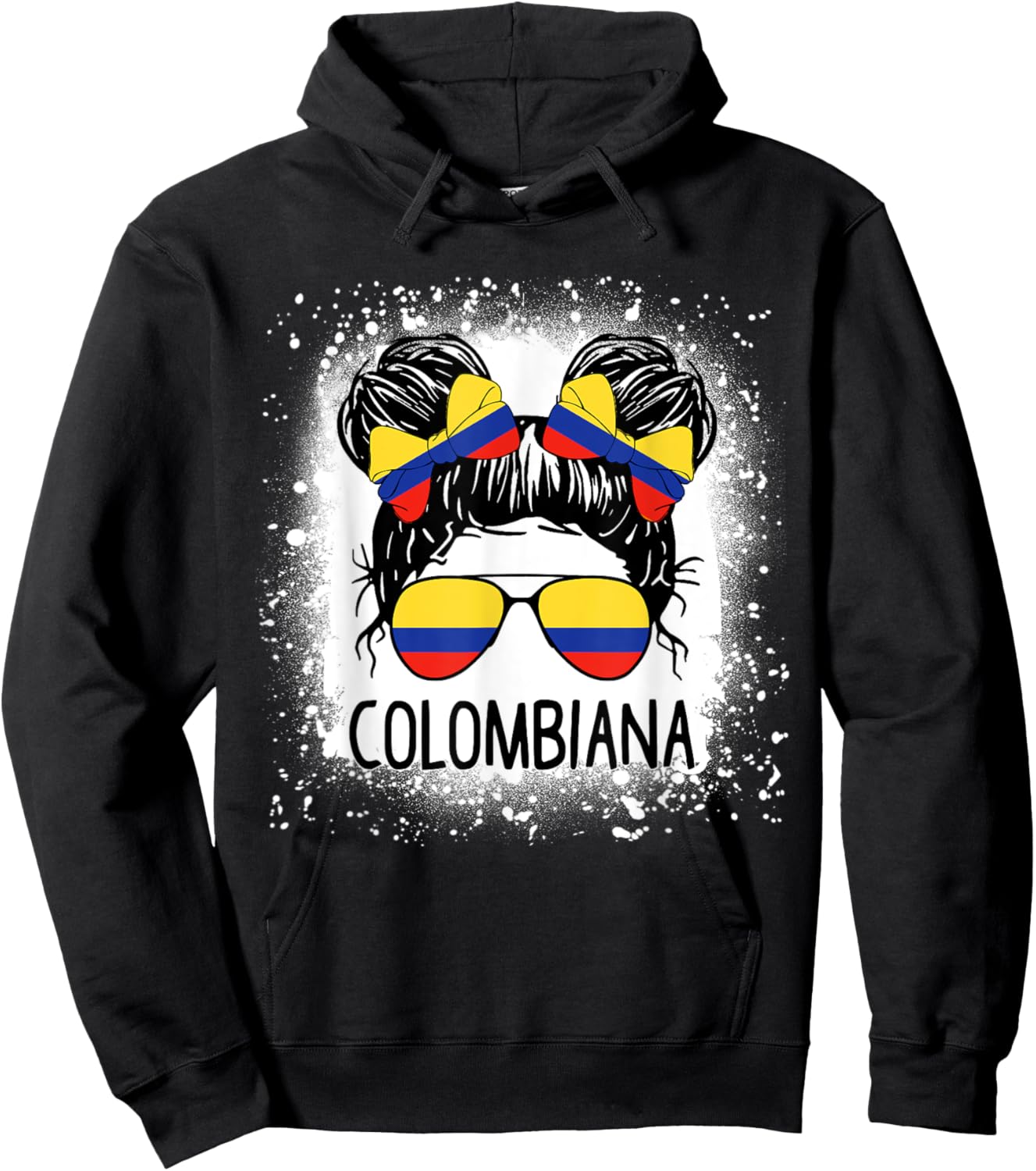 Colombian Girl Messy Bun Patriotic Colombia Pride Women Hoodie - Hoodie | Black