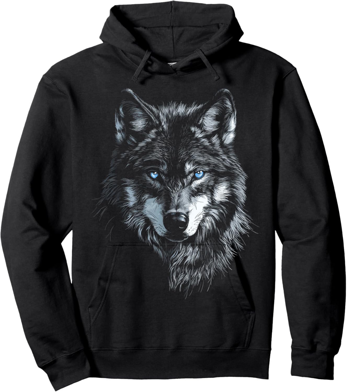 Mystic Wolf with Blue Eyes Animal Art Graphic Wolves Hoodie - Hoodie | Black
