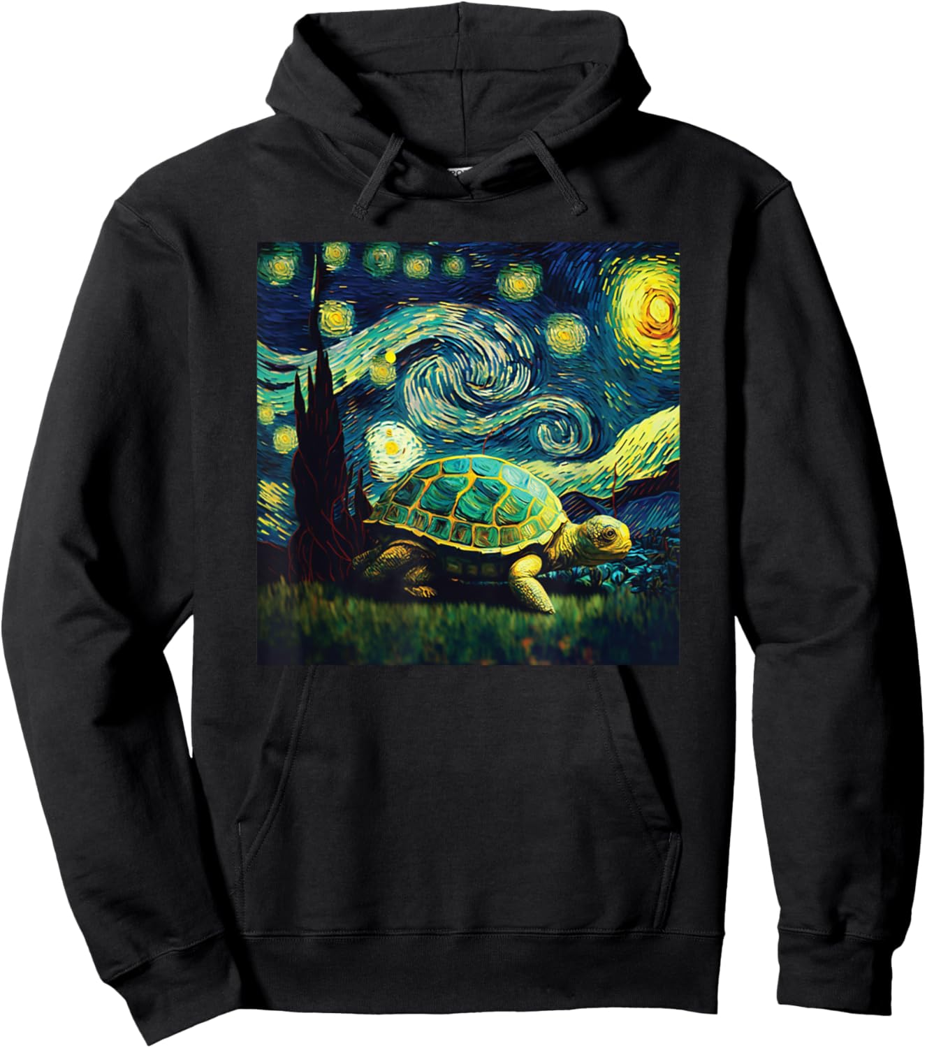 cute turtle painting for lover Van Gogh art Starry Night sky Hoodie - Hoodie | Black