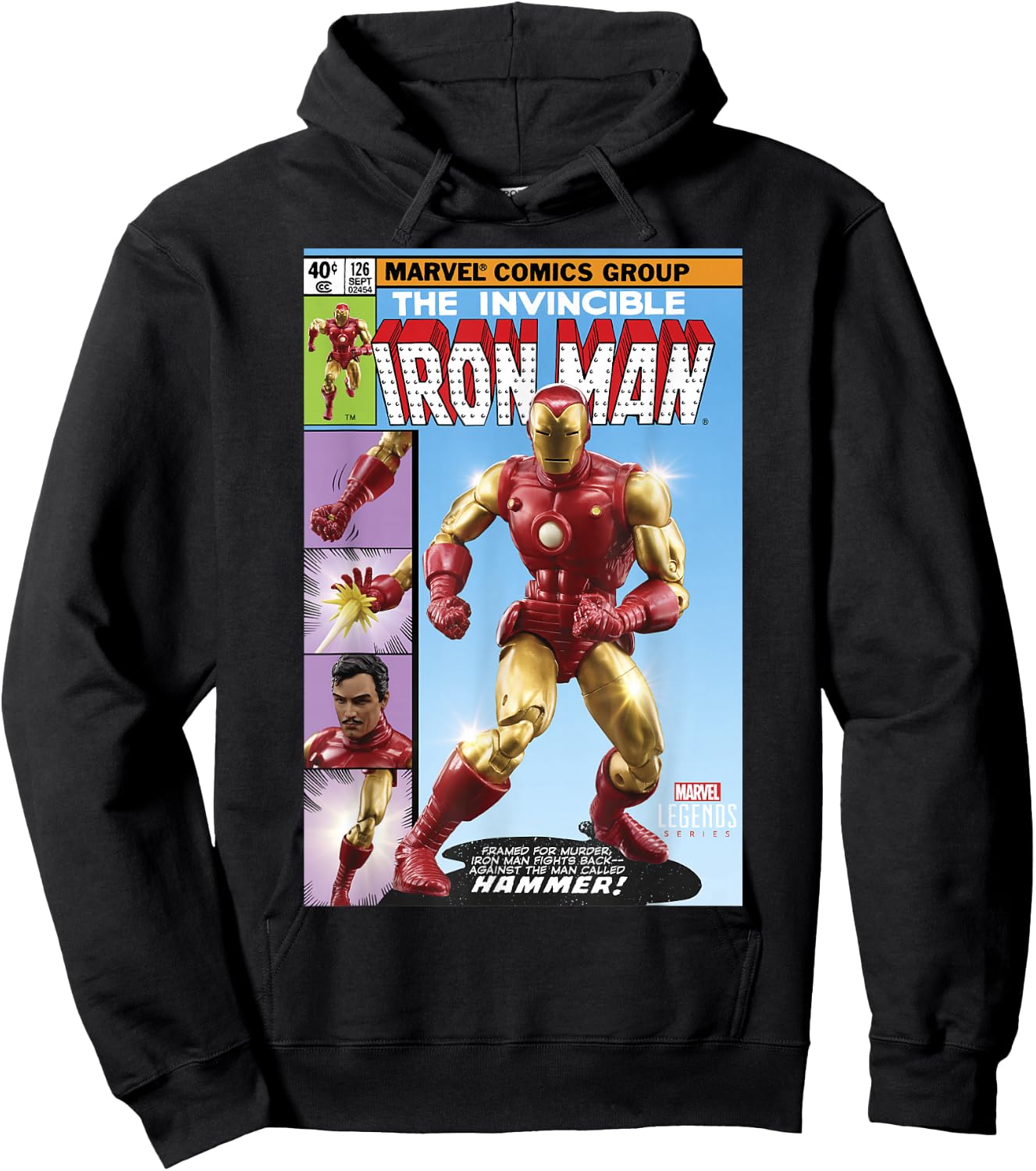 Marvel Legends Series The Invincible Iron Man Comic Cover Hoodie - Hoodie | Black