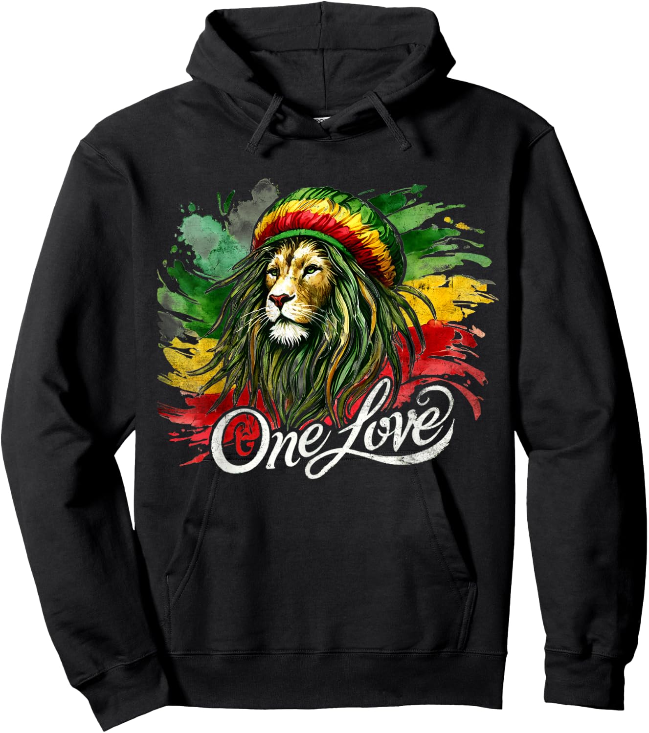 Lion of Judah One Reggae Love Heart Jamaica Rock Roots Hoodie - Hoodie | Black