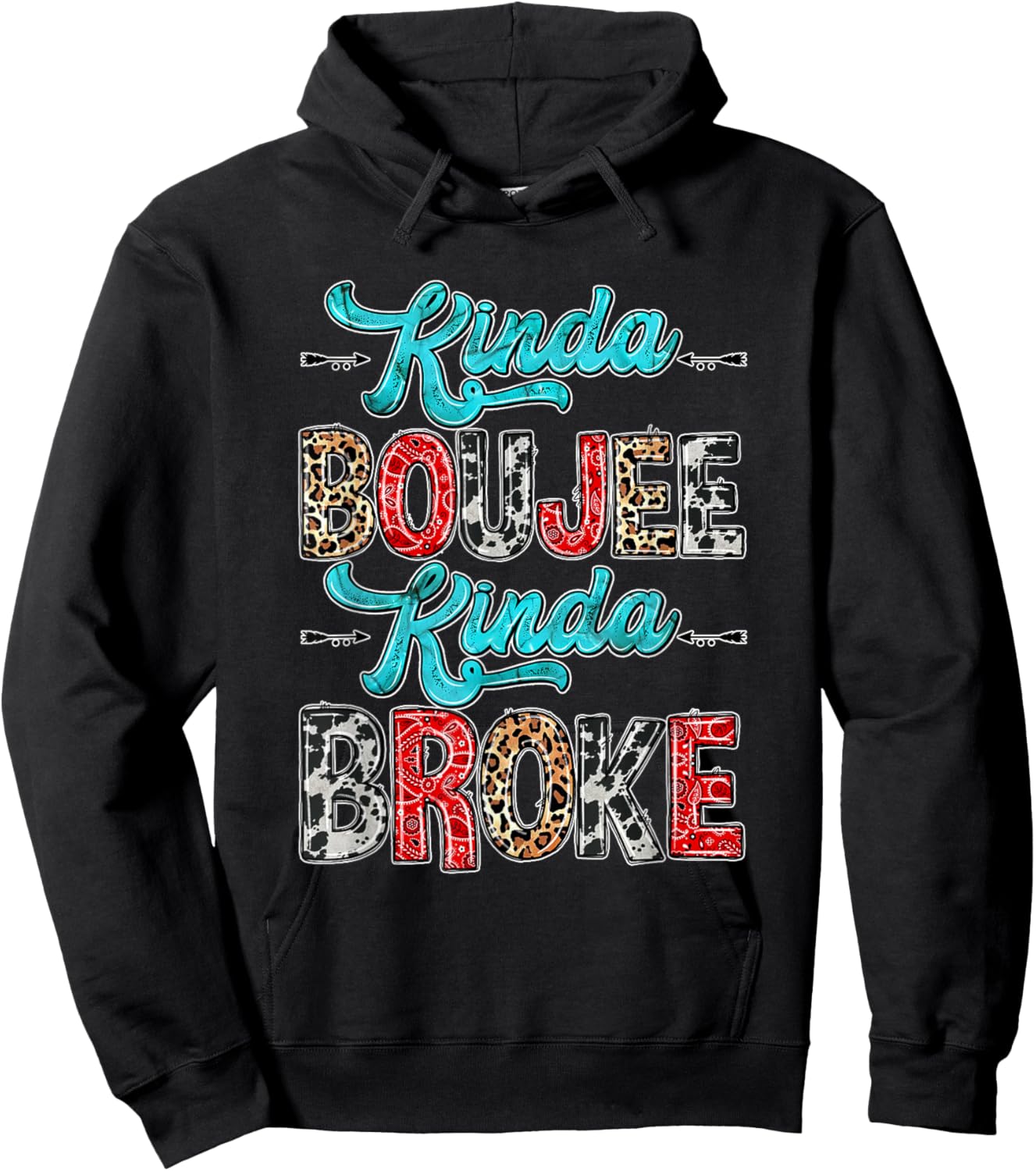 Leopard Kinda Boujee Kinda Broke Sunflowers Western Boujee Hoodie - Hoodie | Black