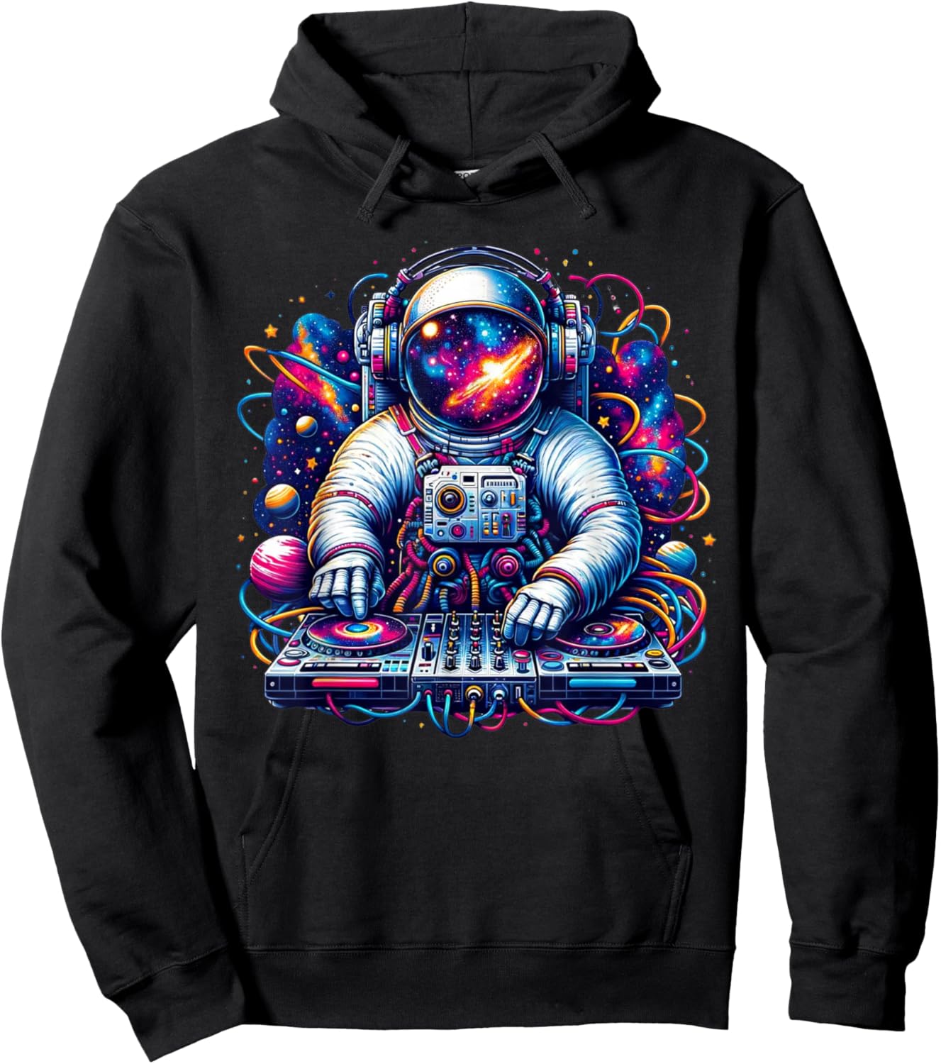 Funny Astronaut DJ Electronic Music Galaxy Outer Space Hoodie - Hoodie | Black