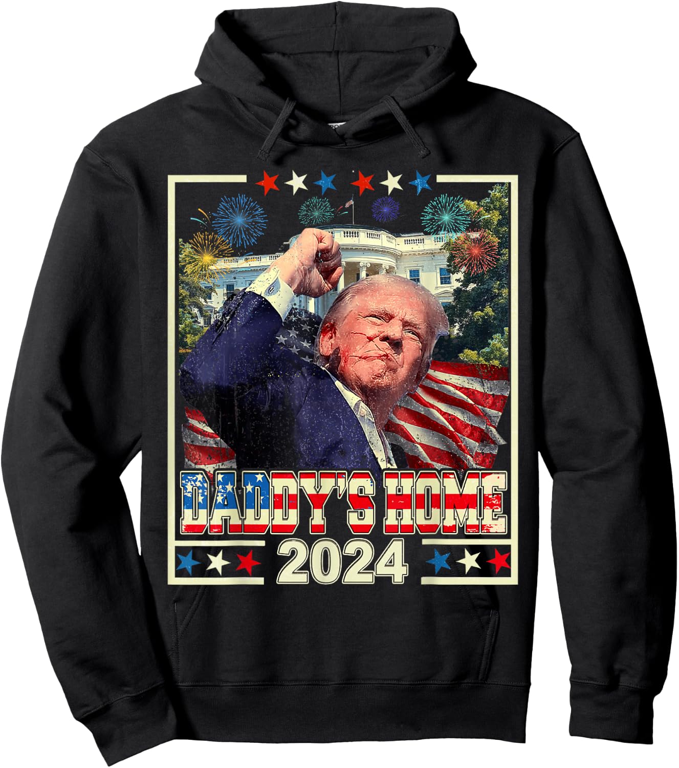 Trump 2024 Take America Back Daddy's Home Trump Pink 2024 Hoodie - Hoodie | Black