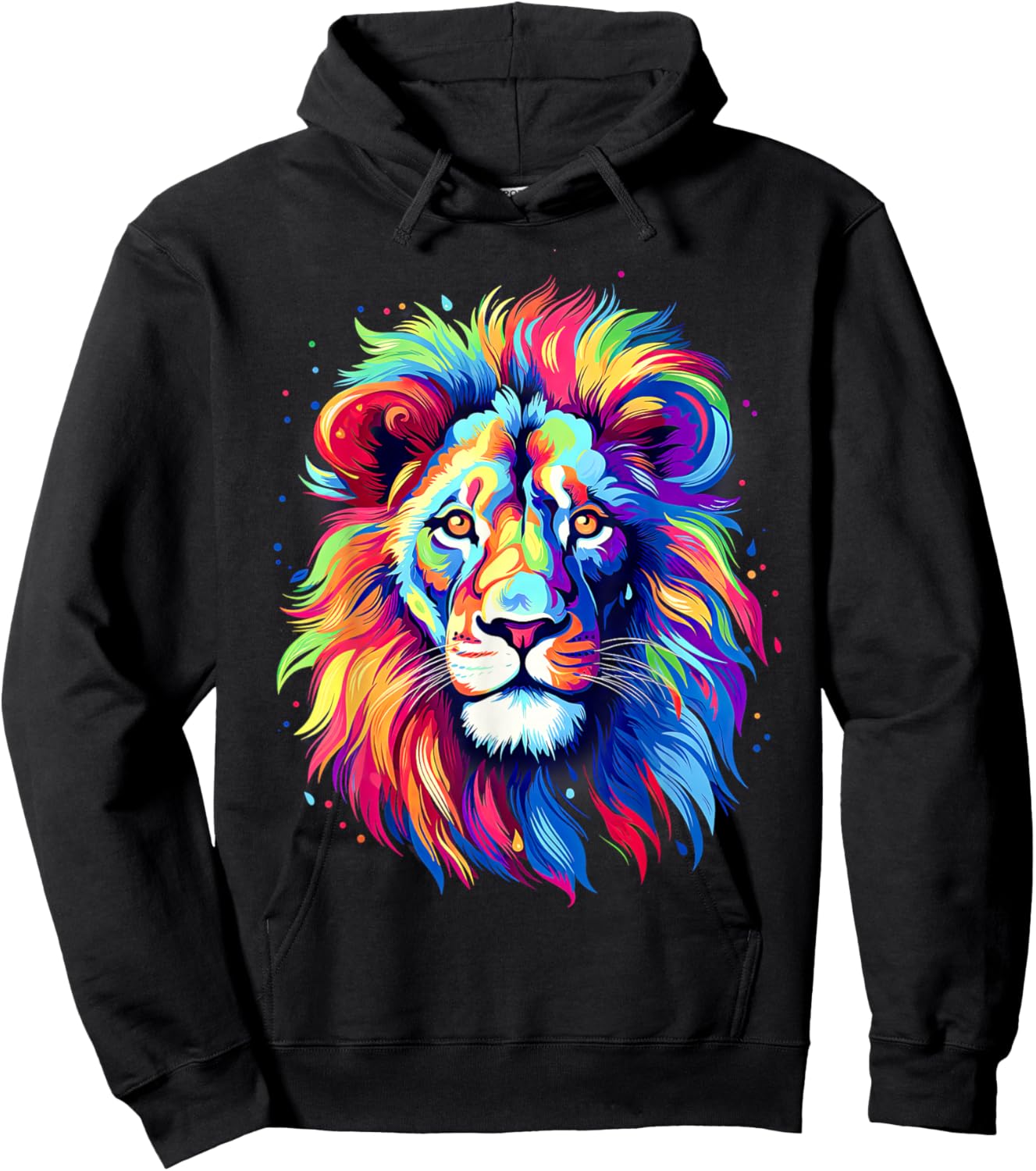 Colorful Lion Spirit Animal Multicolor Art Leo Lion Hoodie - Hoodie | Black