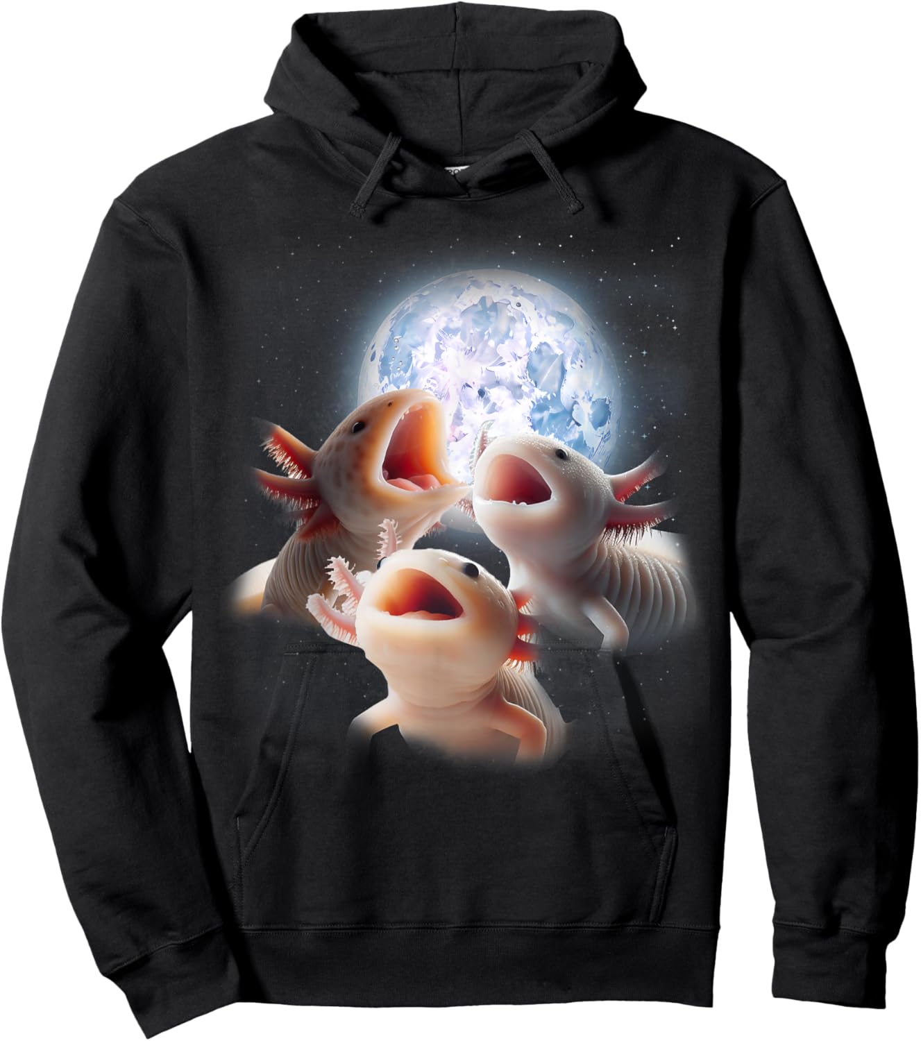 3 Axolotls Howling At The Moon Funny Axolotl Lover Kids Boy Hoodie - Hoodie | Black