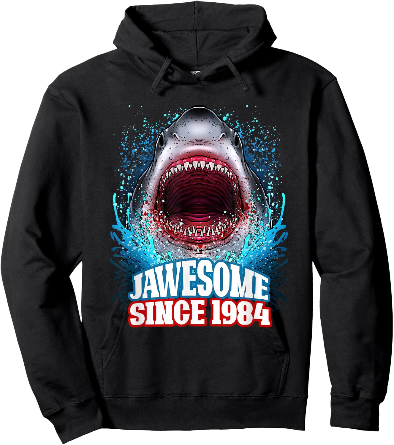 41st Birthday Jawesome Since 1984 Shark 41 Years Old Hoodie - Hoodie | Black