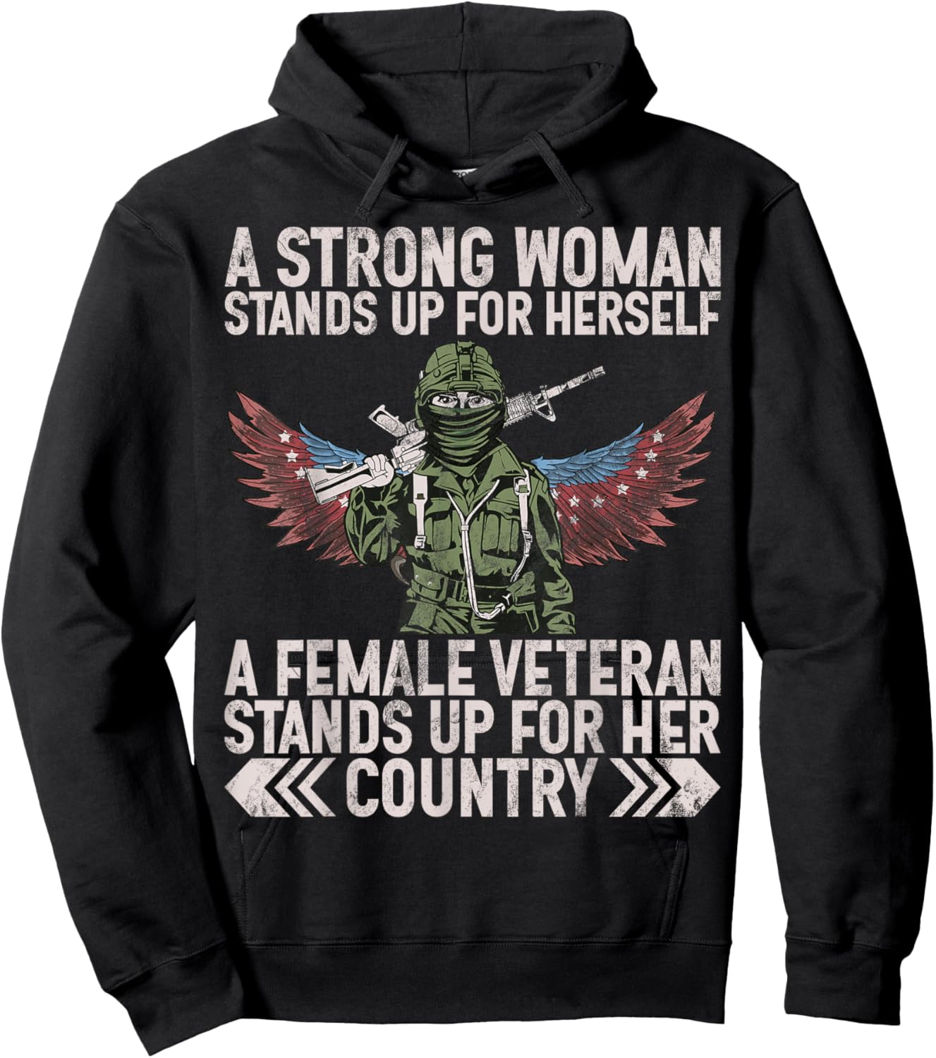 Female Veteran Veteran's Day Women Veteran Soldier Patriotic Hoodie - Hoodie | Black