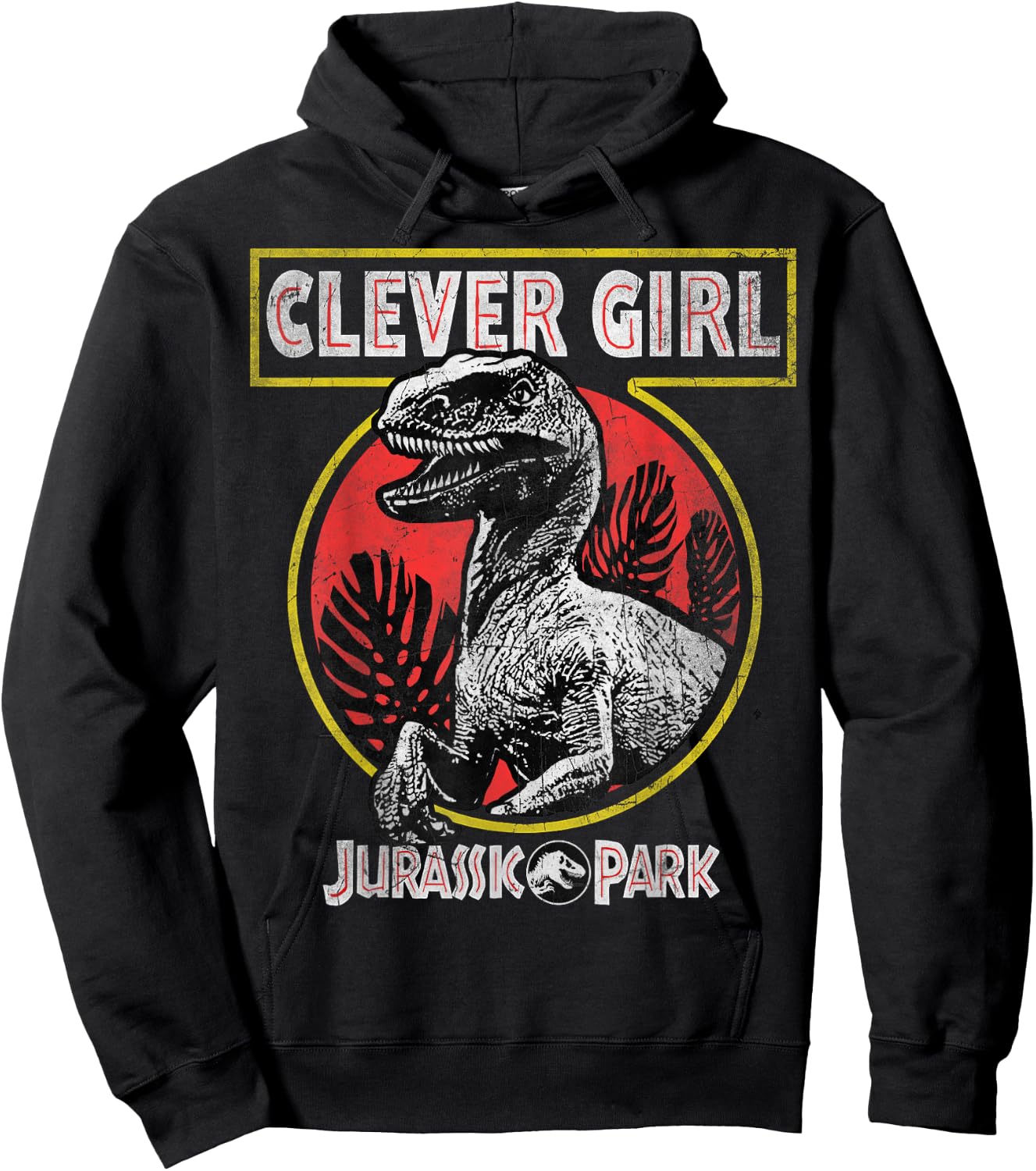 Jurassic Park Clever Girl Raptor Roar Circle Logo Hoodie - Hoodie | Black