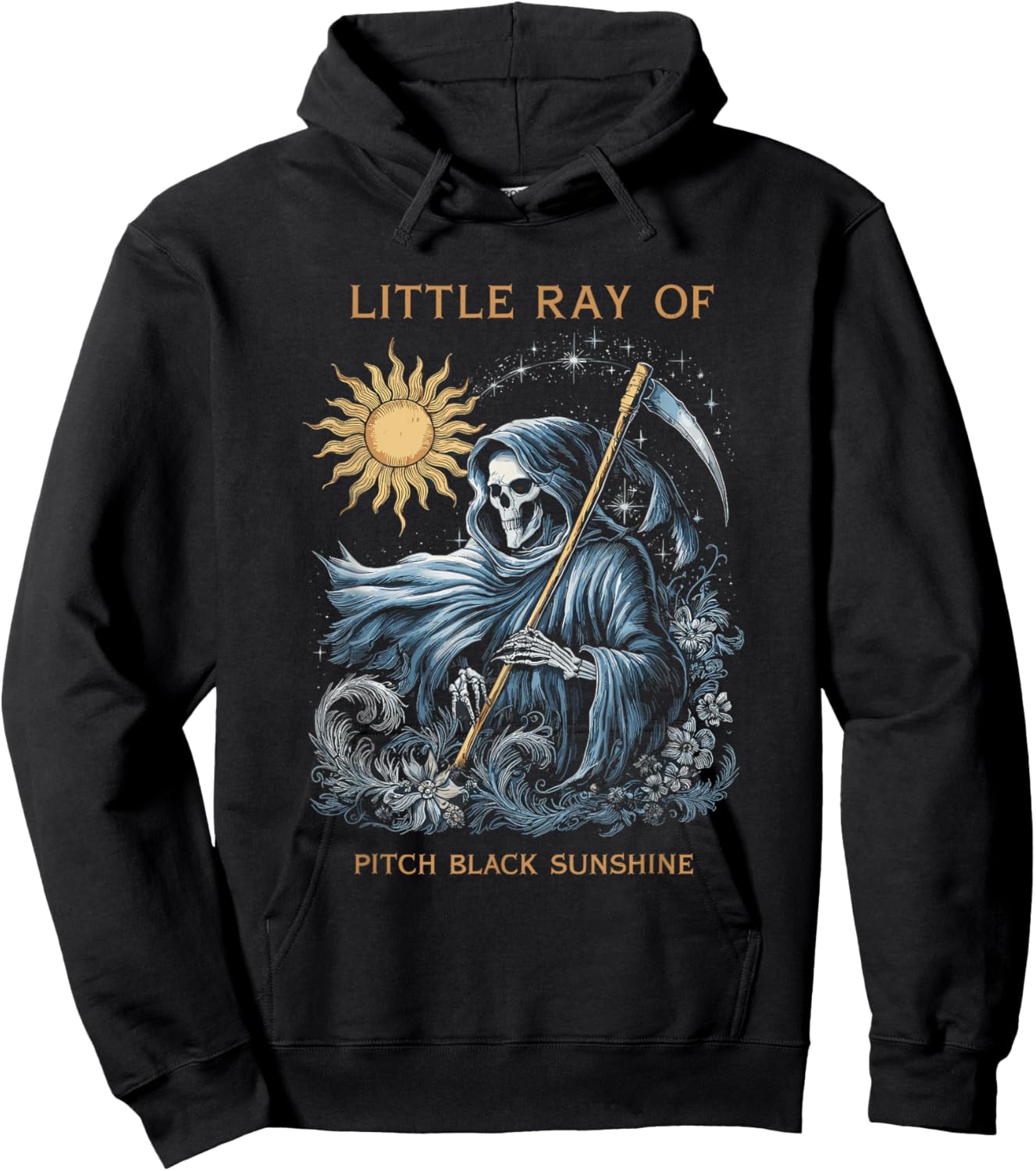 Little Ray of Pitch Black Sunshine Grim Reaper Goth Art Hoodie - Hoodie | Black