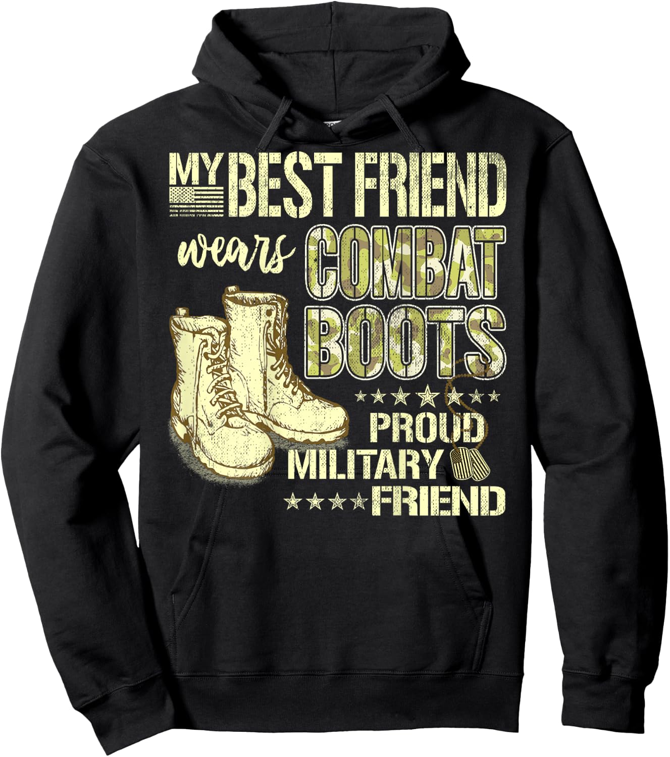 My Best Friend Wears Combat Boots Proud Military Friend Gift Hoodie - Hoodie | Black