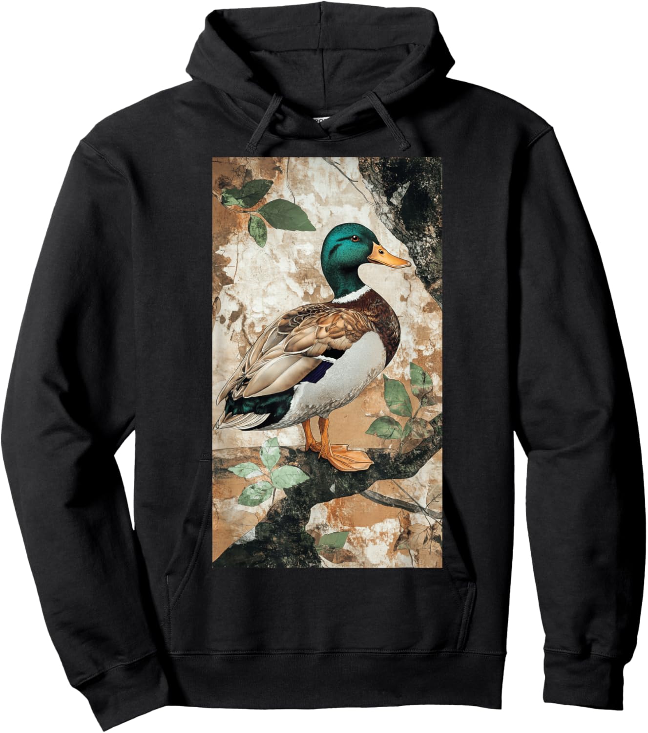 Camouflage Muted Browns Duck art Wildlife Bird Hoodie - Hoodie | Black