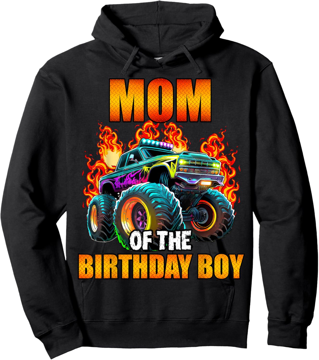 Mom of the Birthday Boy Monster Truck Birthday Party Hoodie - Hoodie | Black