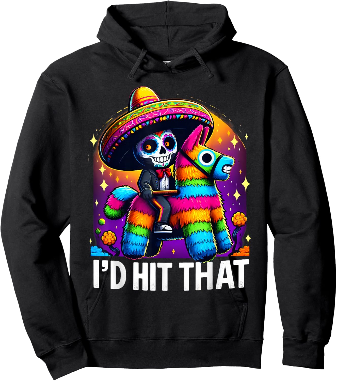 Cinco de Mayo Party Funny Mexican Party Pinatas I'd Hit That Hoodie - Hoodie | Black