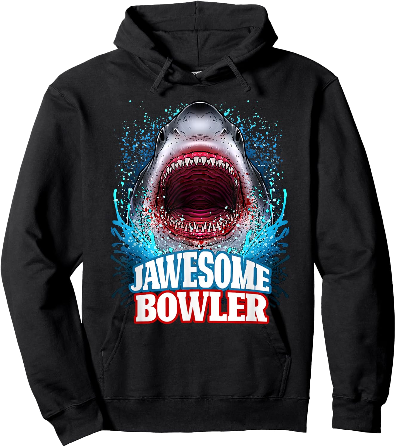 Jawesome Bowler Bowling Bowl Great White Shark Hoodie - Hoodie | Black