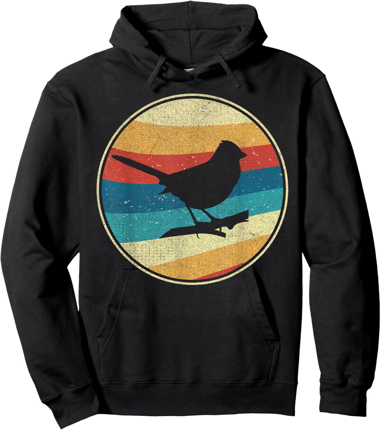 Vintage Eastern Towhee 80s 90s Retro Distressed Bird Nerds Hoodie - Hoodie | Black