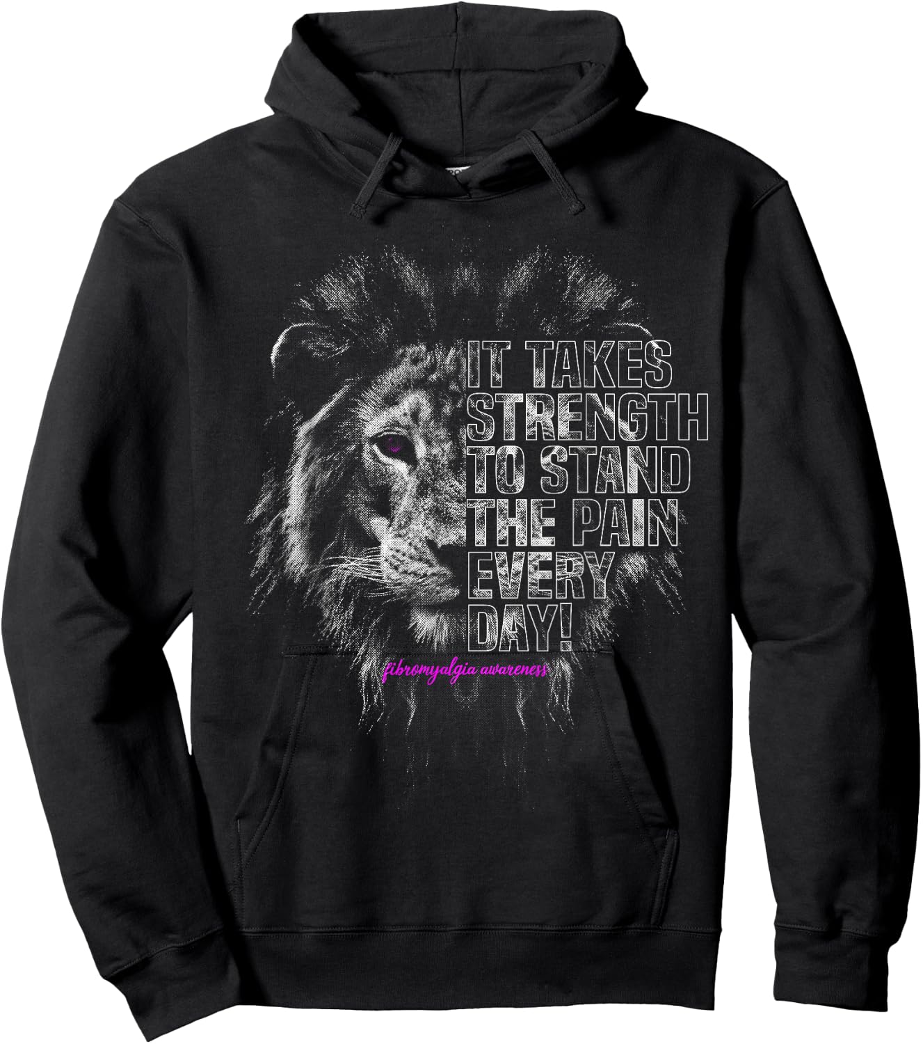 Fibromyalgia Awareness | Strong Lion Hoodie - Hoodie | Black