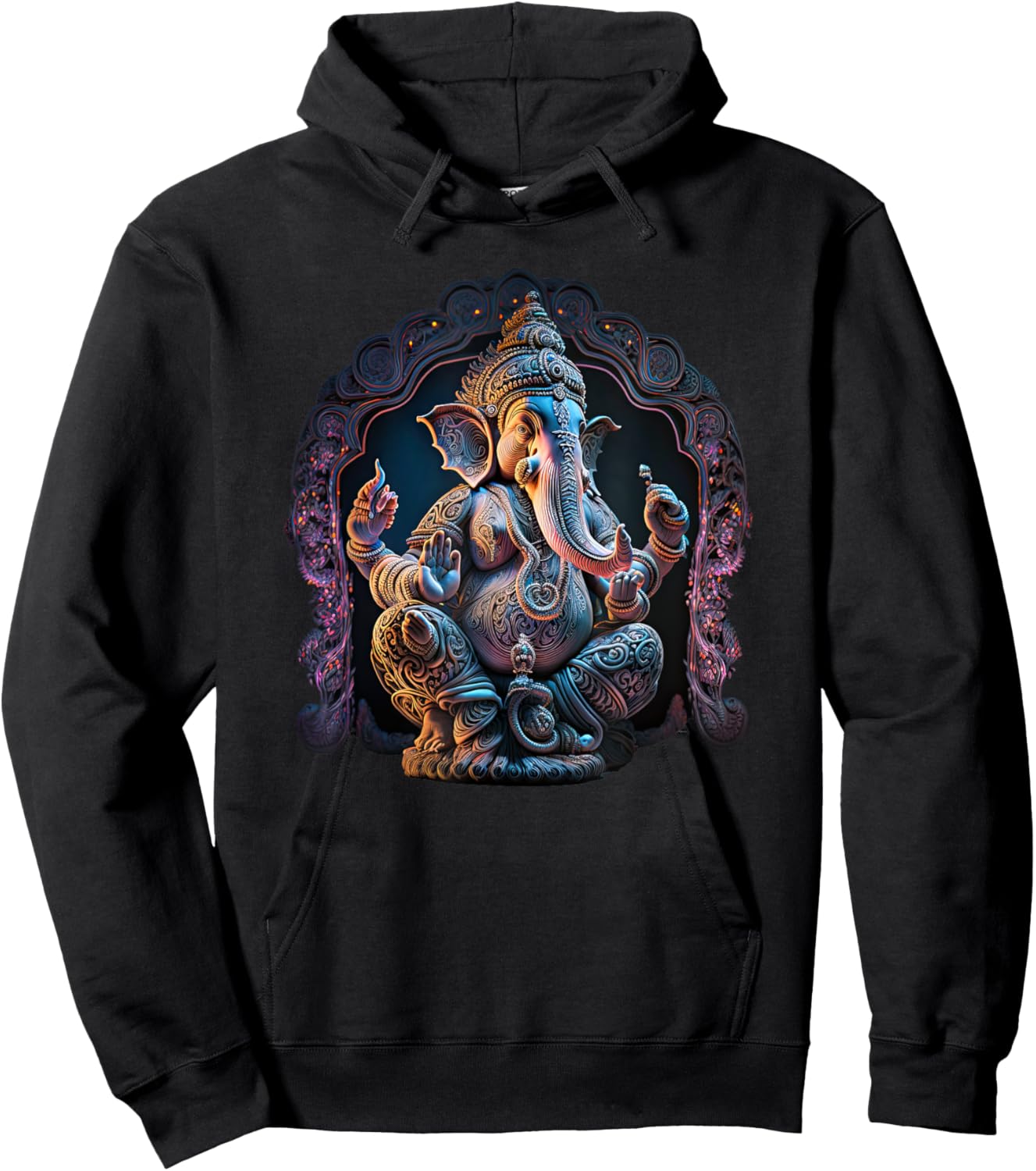 Ganesh Enlightenment Consciousness Meditation - -Adults - Black - Small - Short Sleeve - Yoga Hoodie - Hoodie | Black