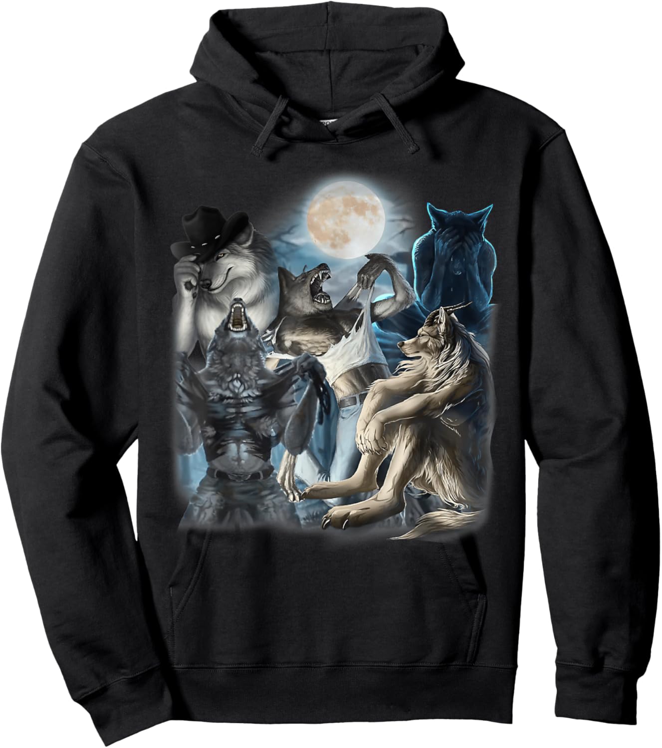 Edgy Wolf Wolves Howling Funny Oddly Specific Dank Meme Hoodie - Hoodie | Black