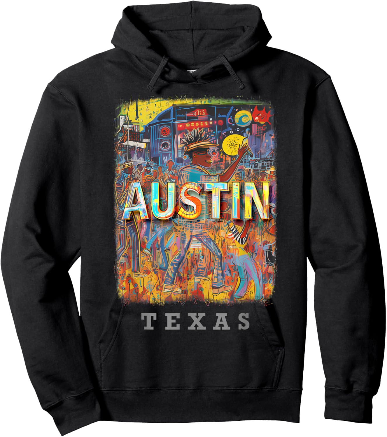 Austin Texas TX Live Music Scene SD706 Hoodie - Hoodie | Black