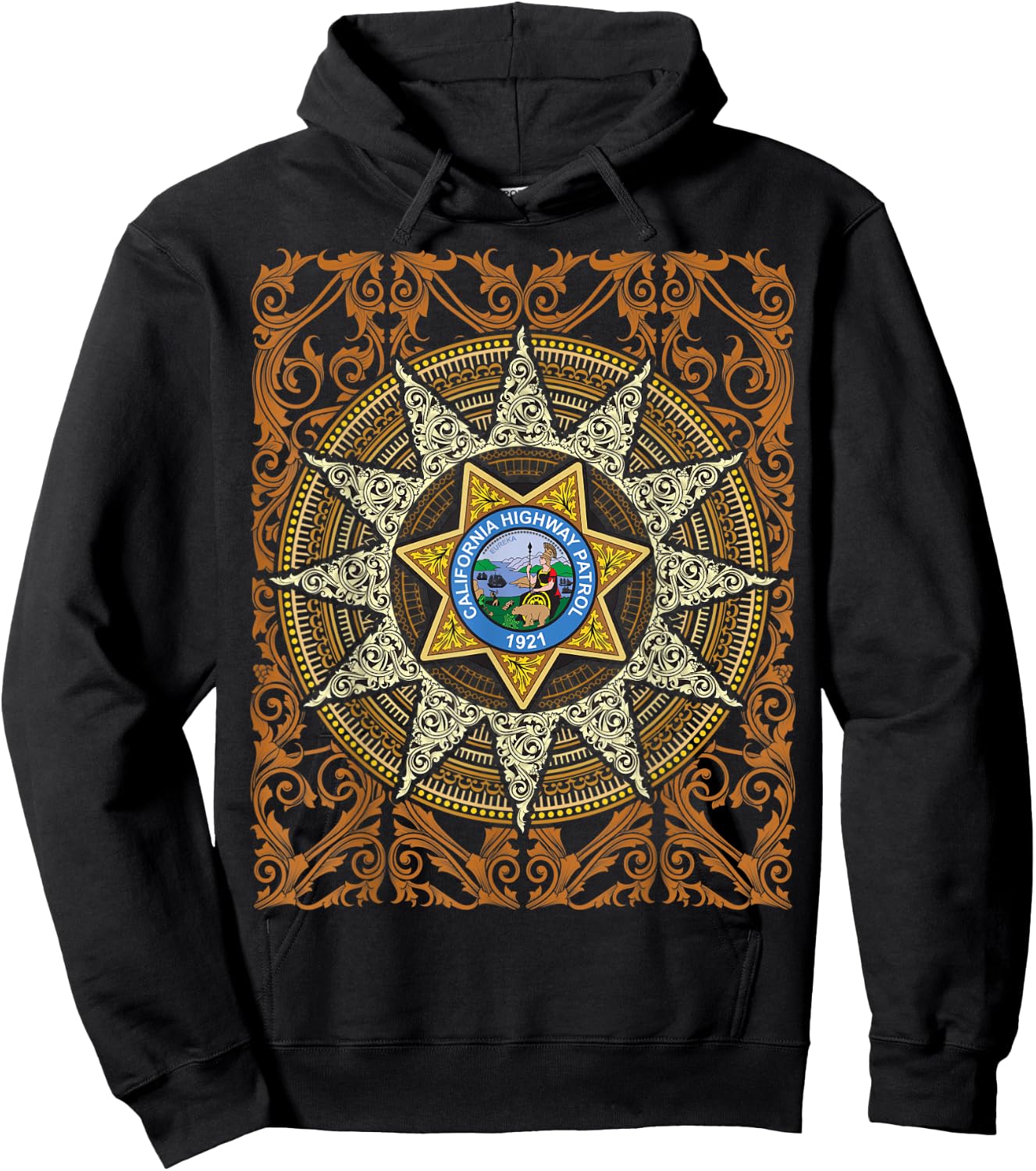 California Highway Patrol Vintage Ornament Hoodie - Hoodie | Black