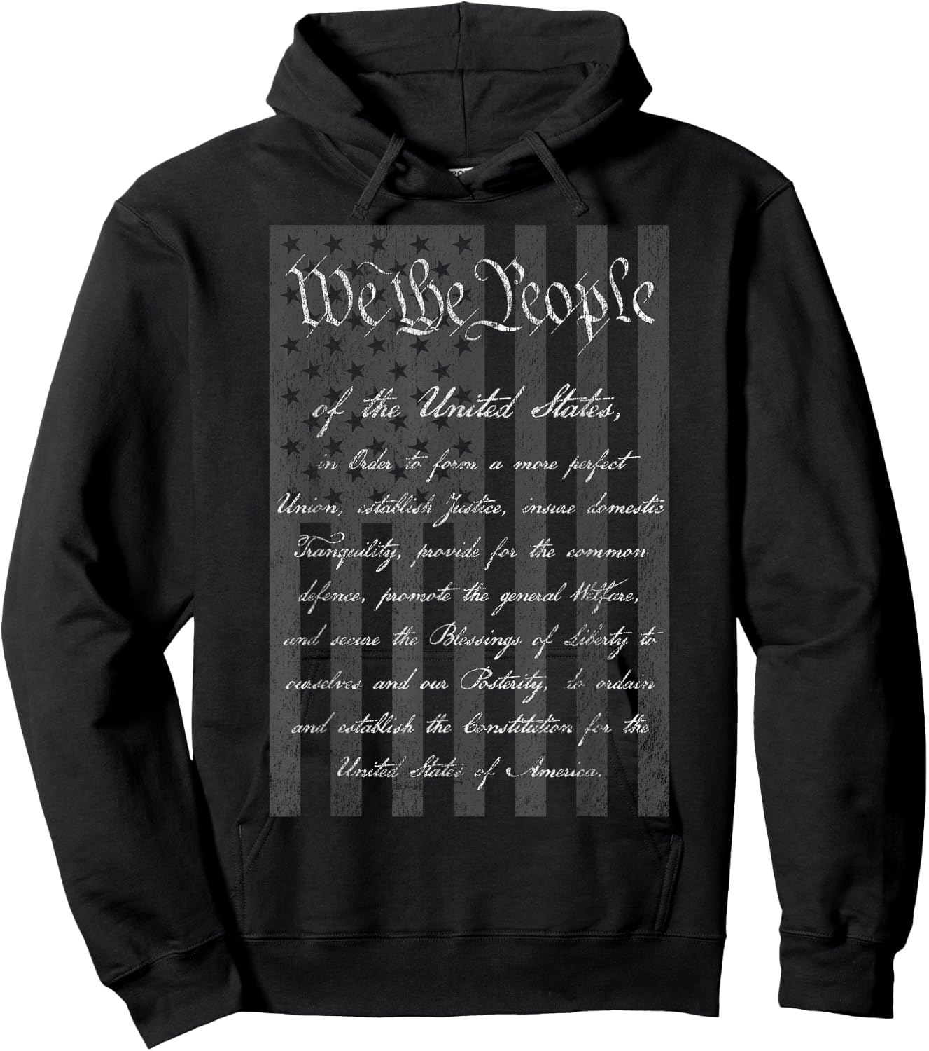 We the People Us Constitution Preamble United States Flag Hoodie - Hoodie | Black
