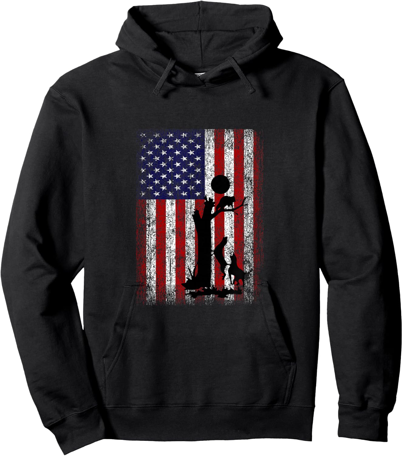 Patriotic Coon Hunting Dogs American Flag Hoodie - Hoodie | Black