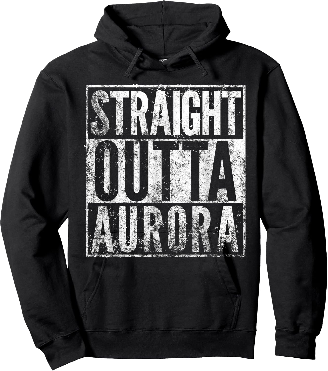Straight Outta Aurora Colorado Distressed Effect Hoodie - Hoodie | Black