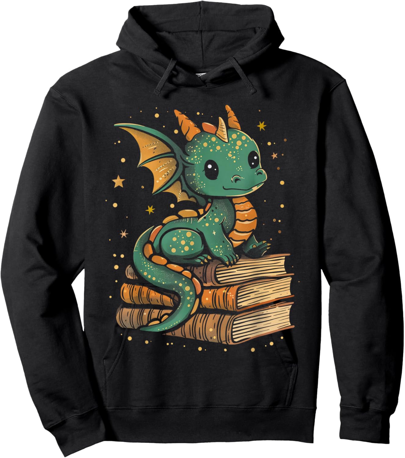 Cute Kawaii Dragon Fantasy Book Lover Book Nerd Hoodie - Hoodie | Black