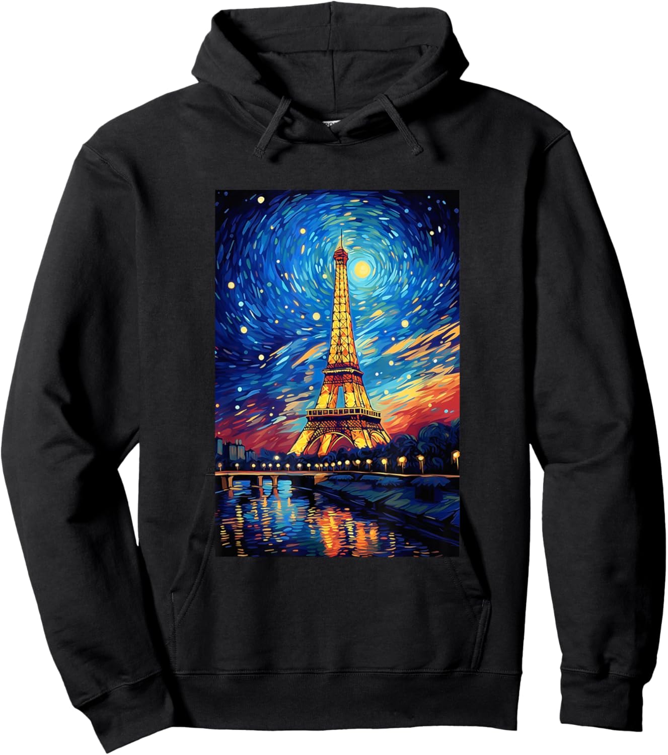 Eiffel Tower Paris France - Van Gogh Style - Starry Night Hoodie - Hoodie | Black