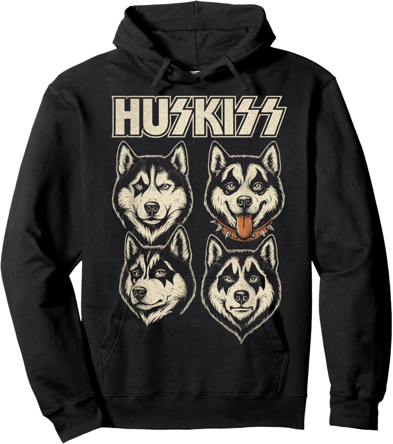 Huskiss Funny Husky Dog Rock Music Lover Men Women Hoodie - Hoodie | Black