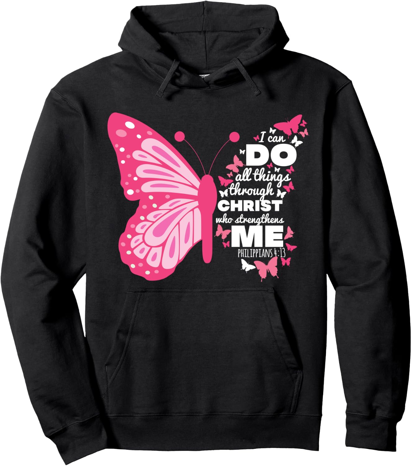 Philippians 4:13 Butterfly Christ Bible Verse Gift Hoodie - Hoodie | Black