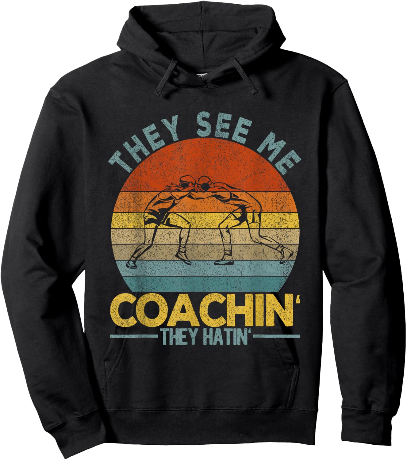 Funny Scholastic Wrestling Coach Folkstyle Wrestling Retro Hoodie - Hoodie | Black