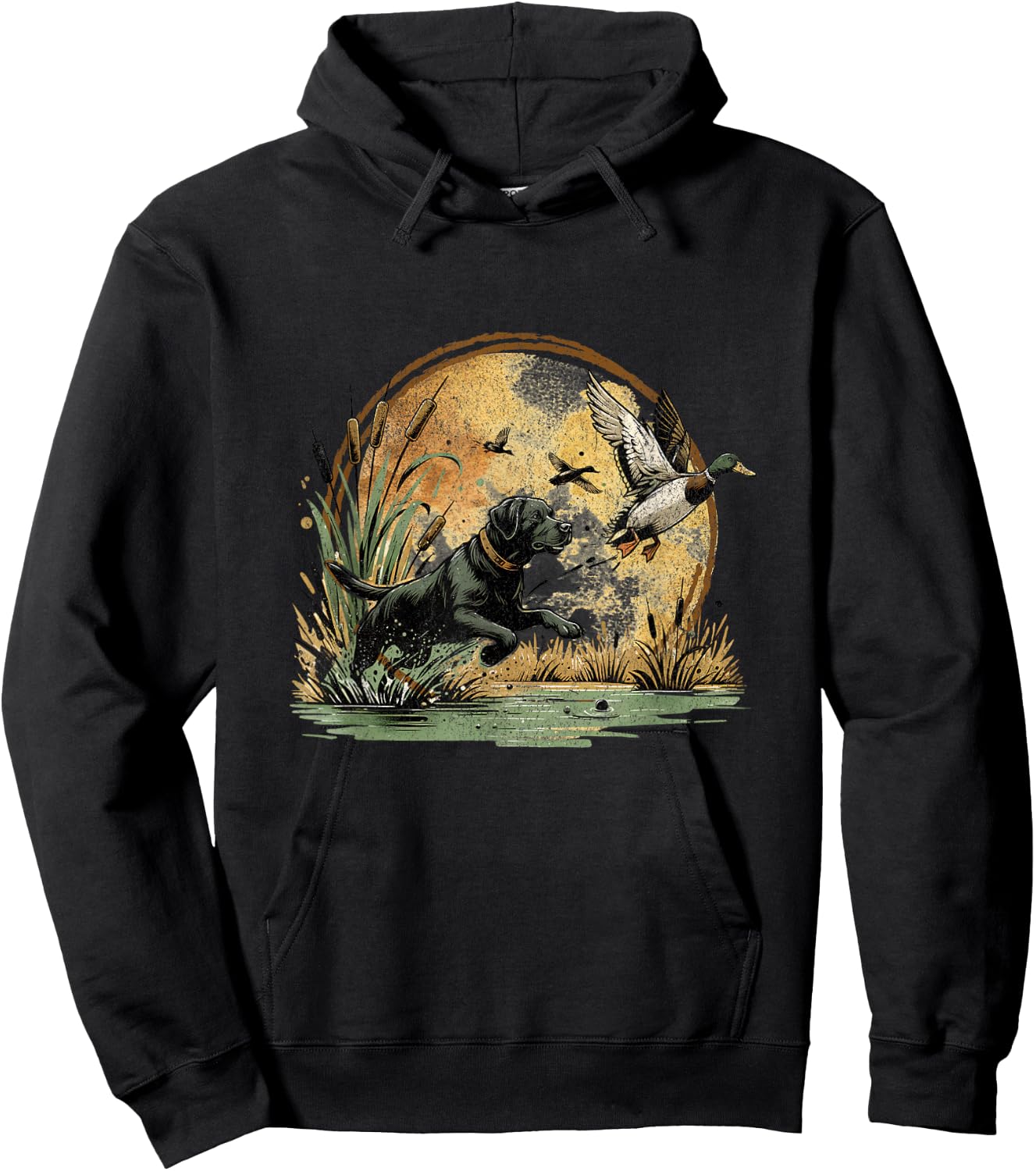 Black Lab Labrador Hunting Ducks Waterfowl Hoodie - Hoodie | Black