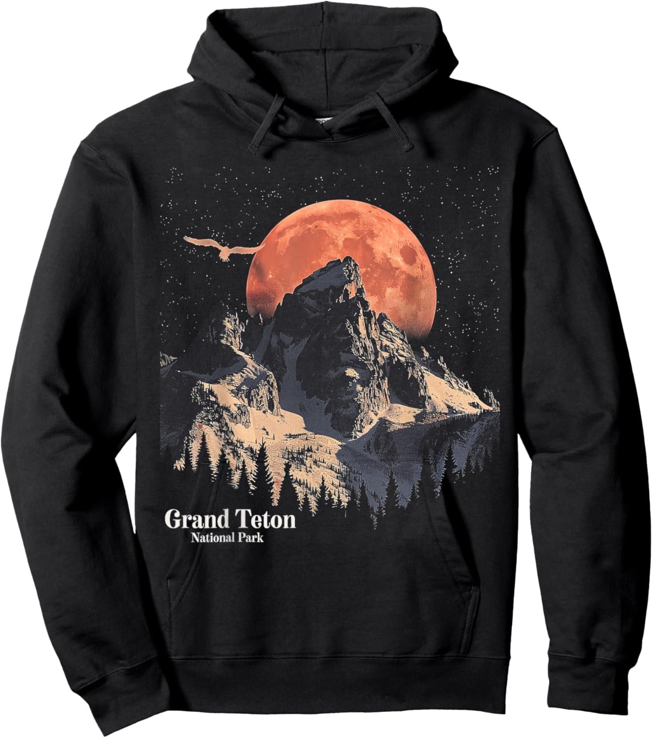 Grand Teton - US National Park Vintage Men Women Kids Retro Hoodie - Hoodie | Black