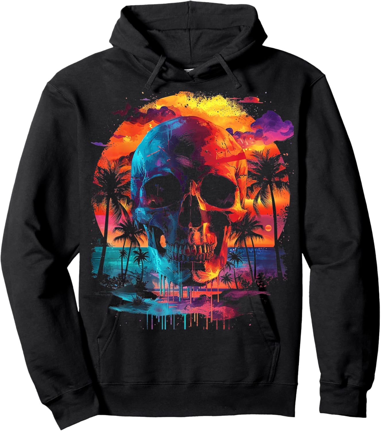 Tropic Skull Drip | Men Women (S-6XL) | Graphic Hoodie - Hoodie | Black