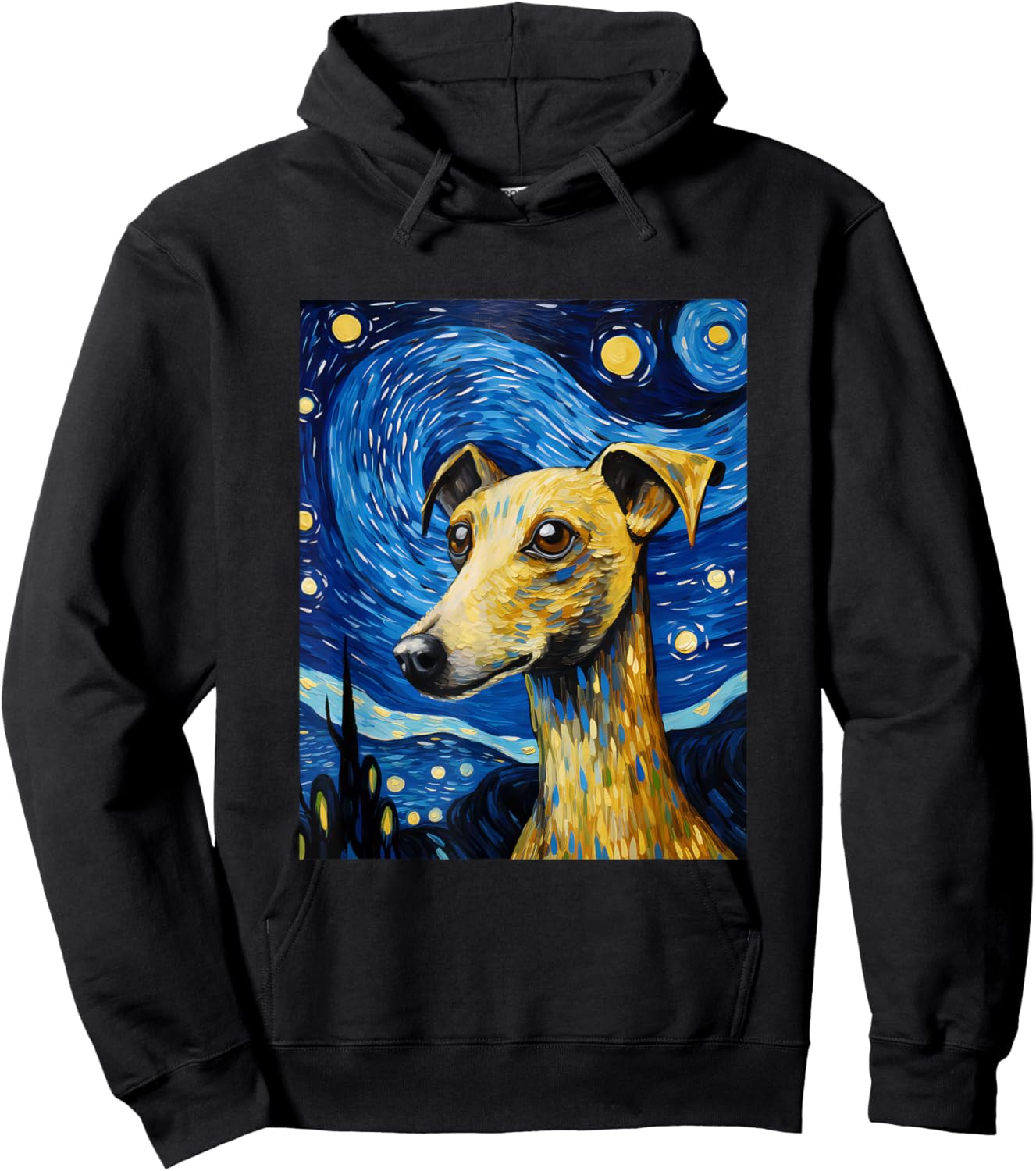 Italian Greyhound Starry Night Van Gogh Hoodie - Hoodie | Black