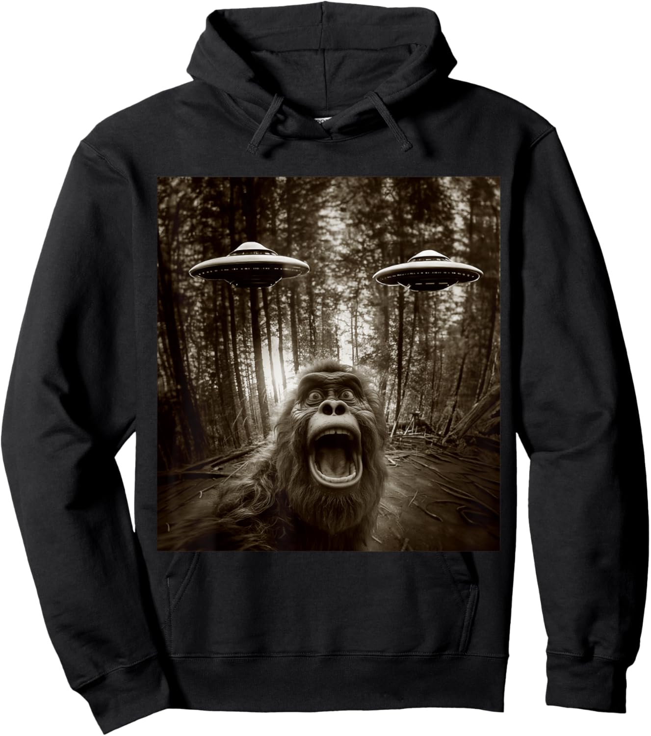 Bigfoot Sasquatch Alien UFO women kids Graphic Hoodie - Hoodie | Black