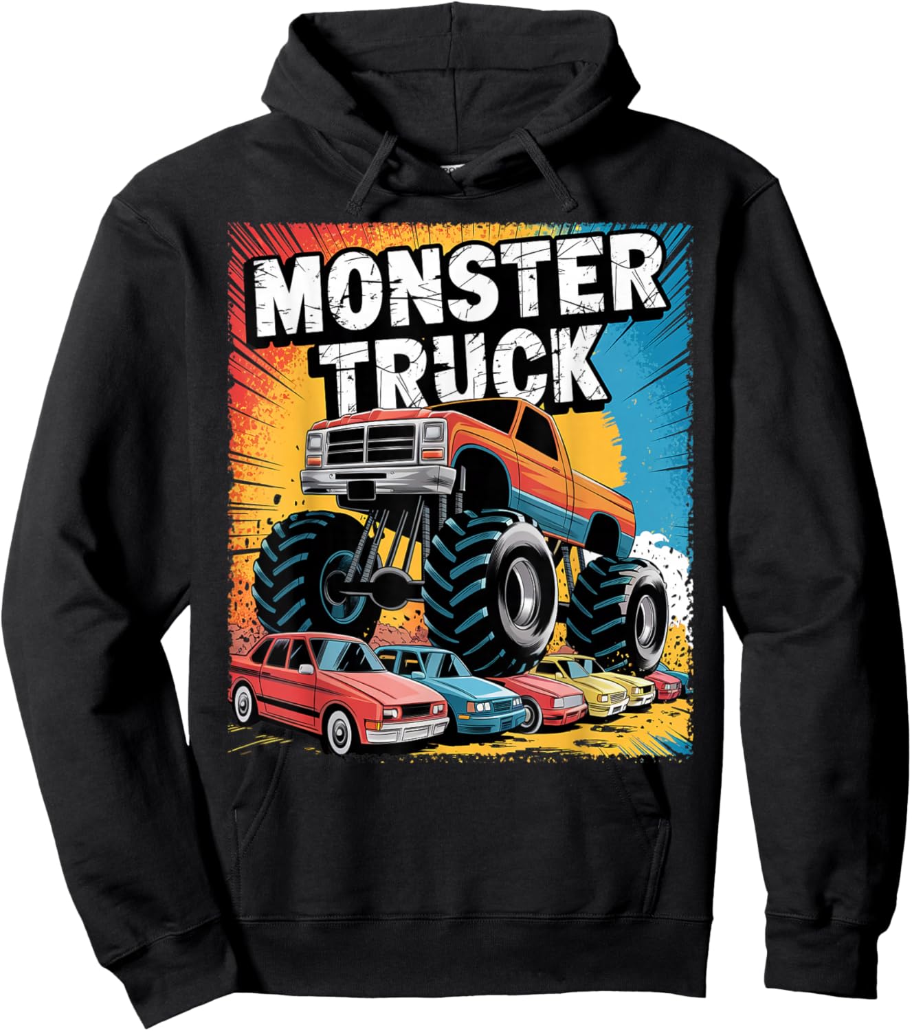 Monster Truck Crushing Cars Apparel for Monster Truck Lovers Hoodie - Hoodie | Black