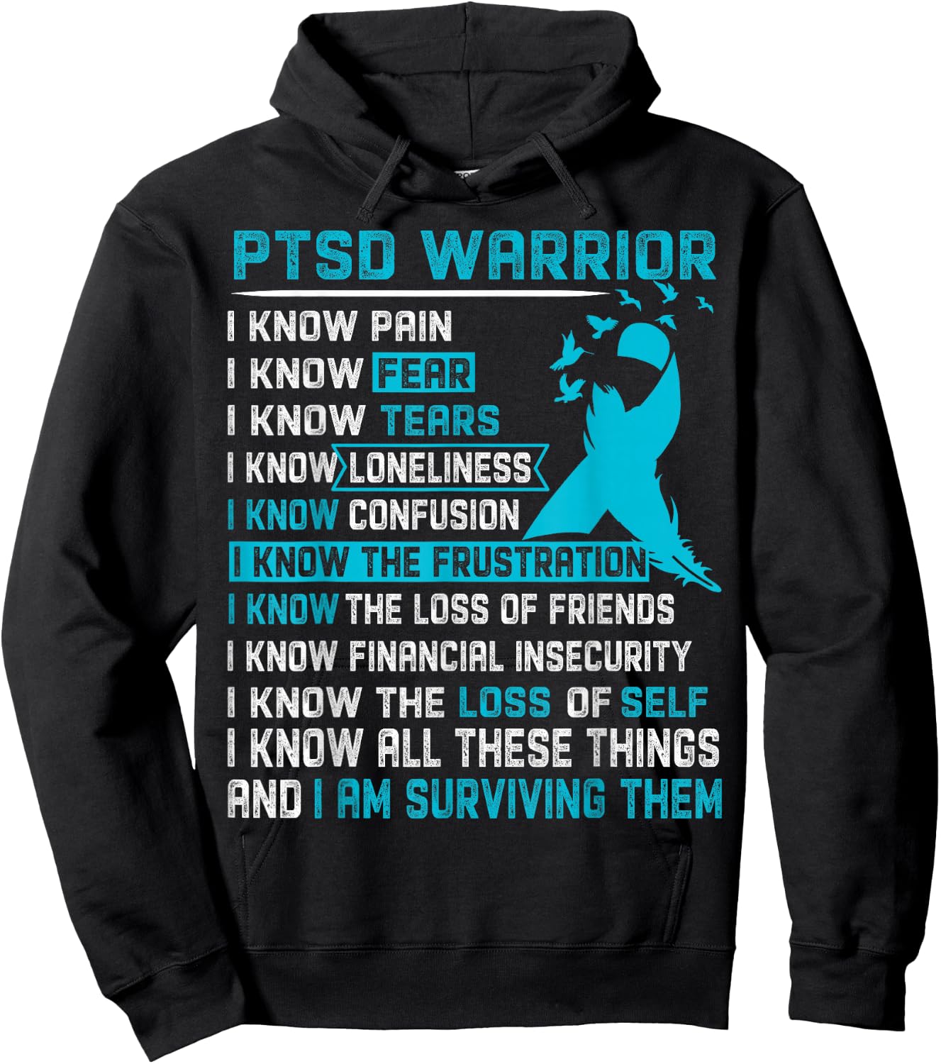 PTSD Warrior Shirt Men Hoodie - Hoodie | Black