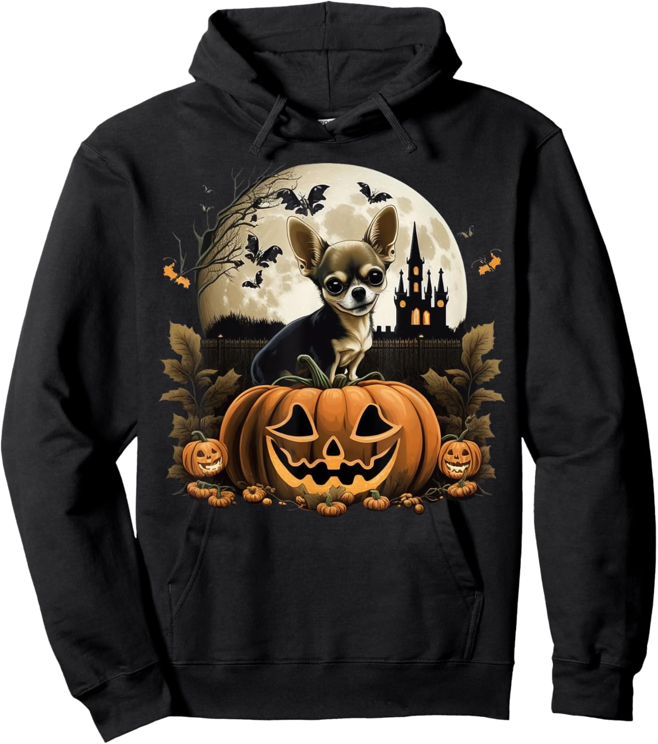Pumpkin Chihuahua costume on Chihuahua Halloween Hoodie - Hoodie | Black