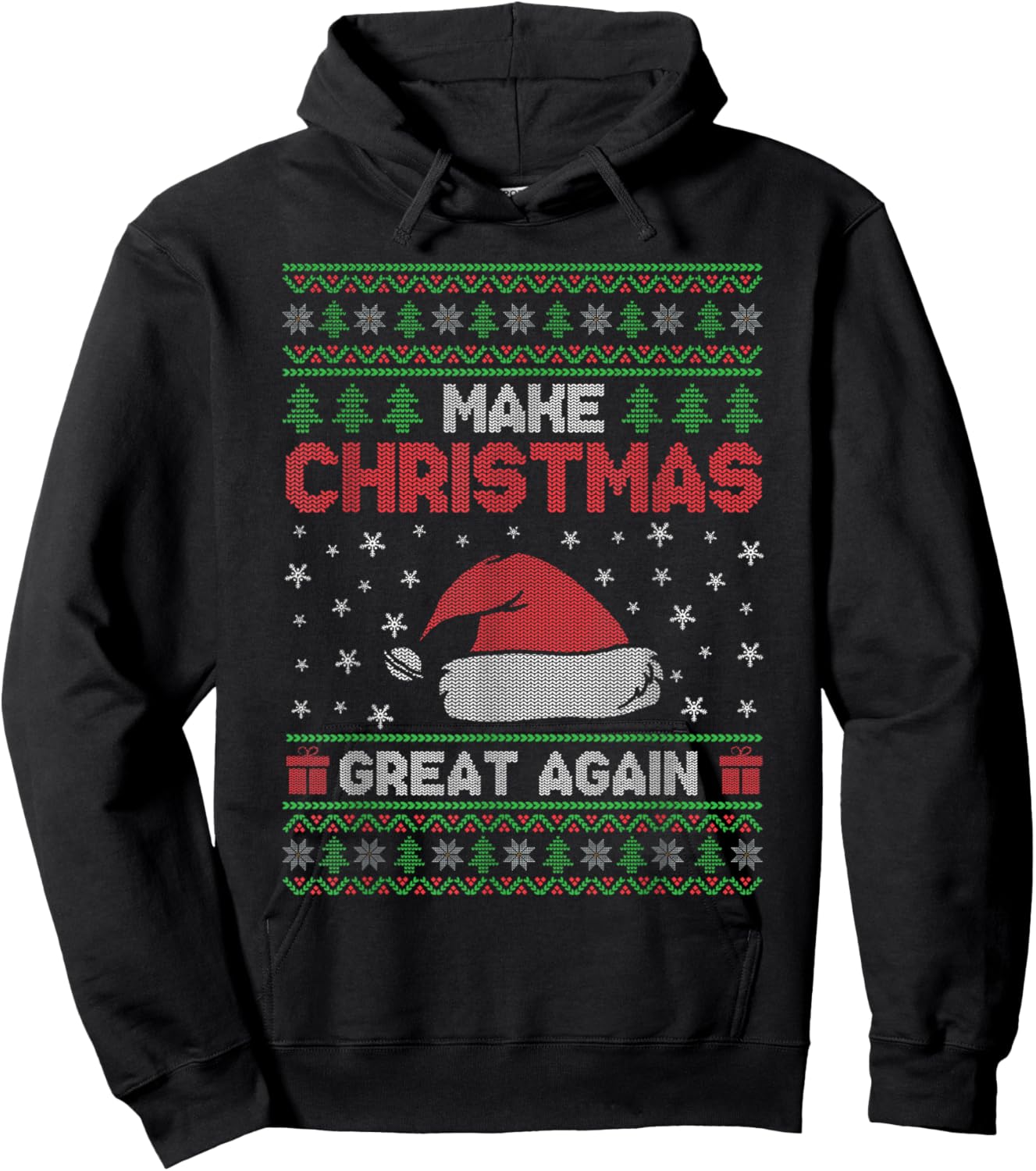 Make Christmas Great Again Funny Holiday Christmas Hoodie - Hoodie | Black
