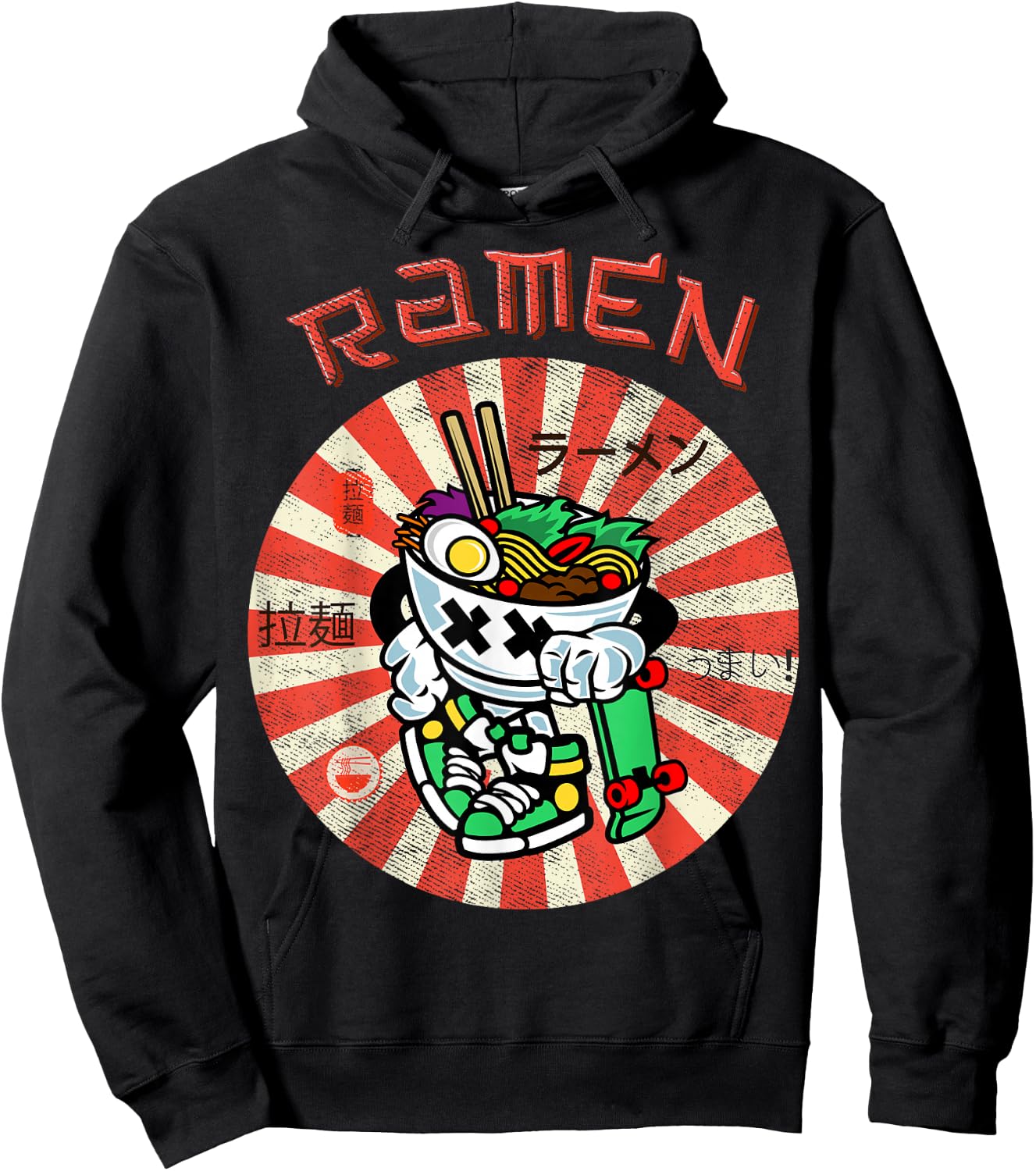 Cute Ramen Skater Kawaii Anime Skateboard Lover Teens Hoodie - Hoodie | Black