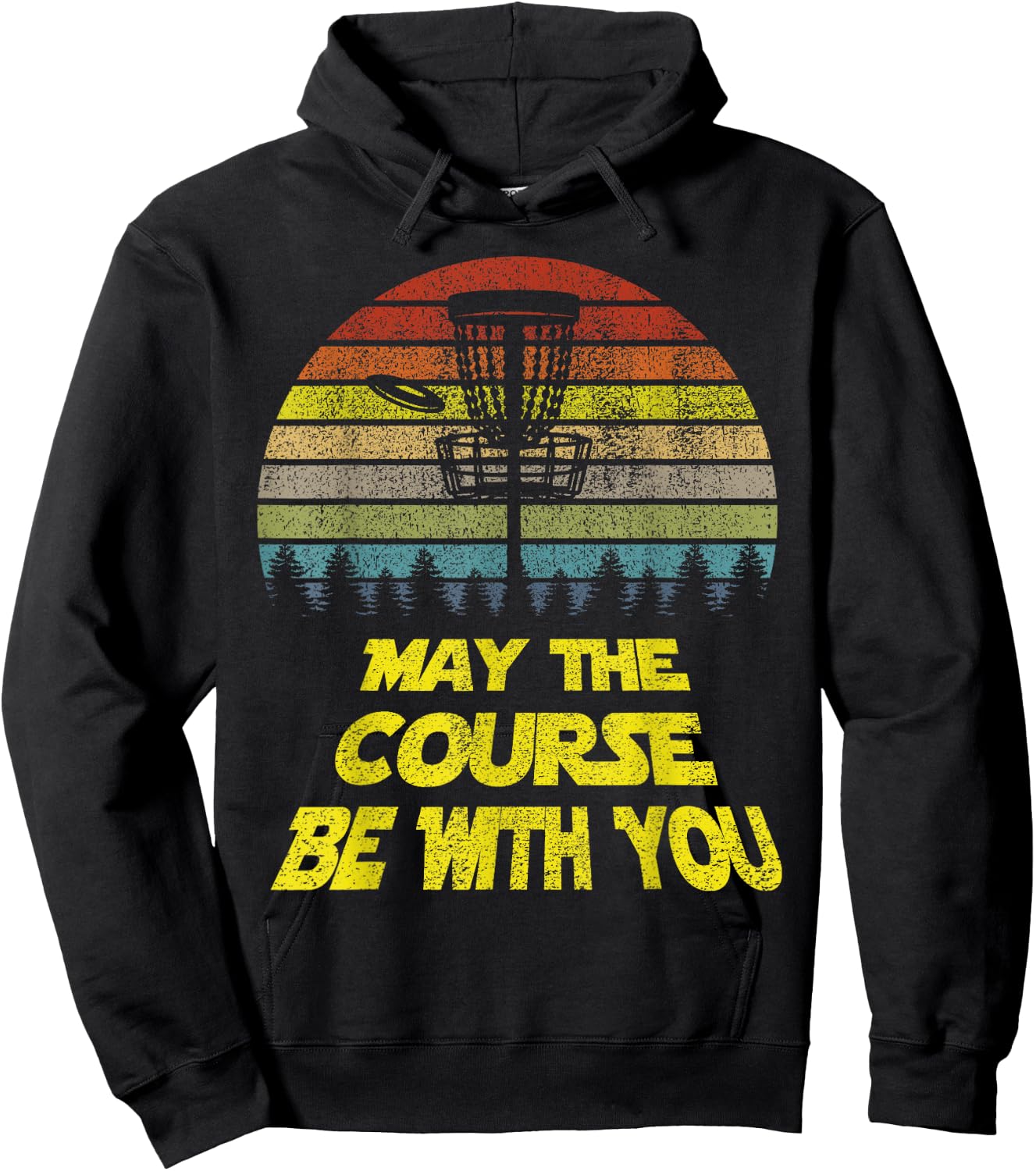 Golf May The Course Be With You Frisbe Retro Slogan Hoodie - Hoodie | Black