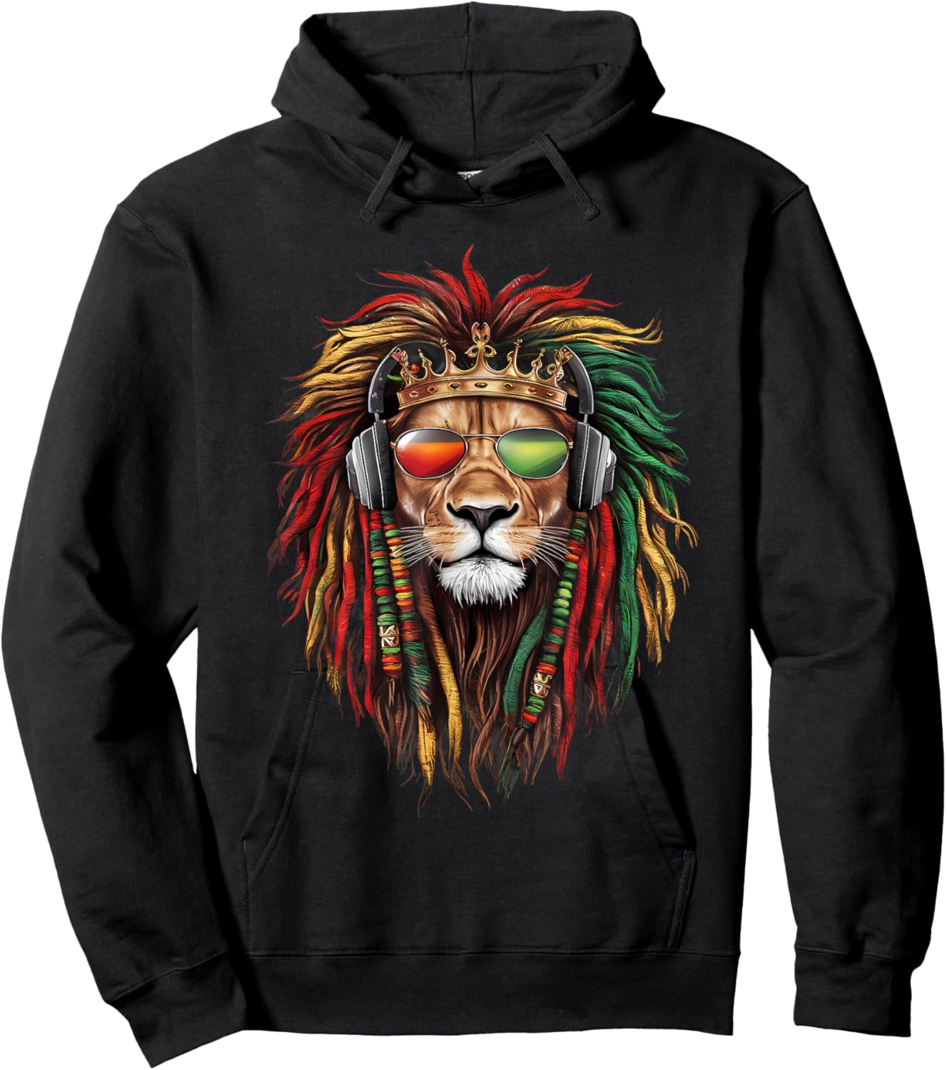 Rasta Reggae Lion Of Judah Jamaica Pride Rastafarian Roots Hoodie - Hoodie | Black