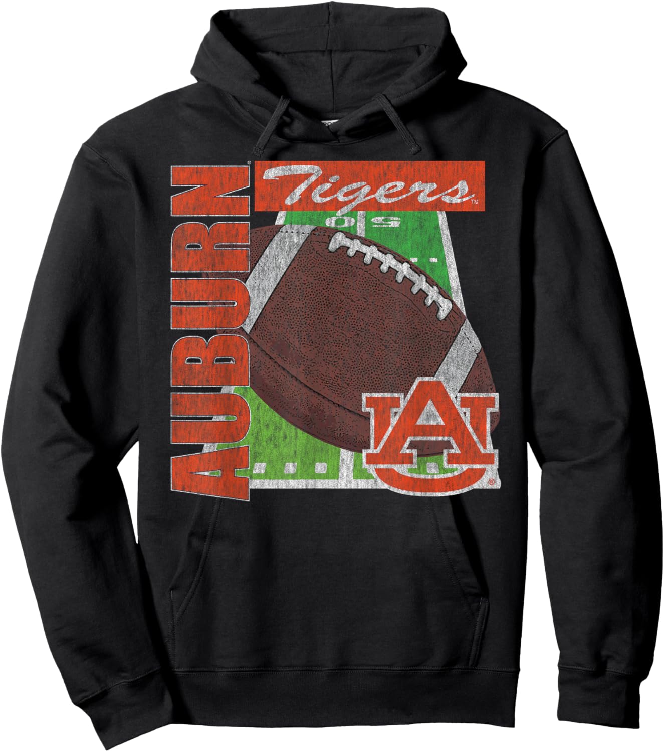 Auburn Tigers Vintage Football Field Navy Hoodie - Hoodie | Black